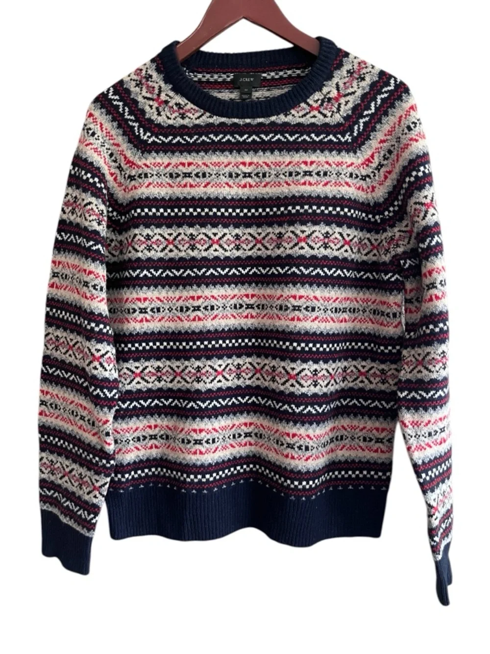 J.Crew 100% Lambswool Fair Isle Nordic Crewneck Sweater - Medium